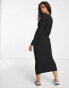 Фото #4 товара New Look soft ribbed crew neck midi dress in black