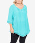 Фото #1 товара Plus Size Ellie Pintuck Lace Top
