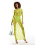 Фото #1 товара Annorlunda bow detail maxi skirt co-ord in lime green