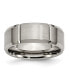 ფოტო #1 პროდუქტის Titanium Brushed Grooved Beveled Edge Wedding Band Ring