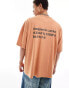 Фото #3 товара COLLUSION Unisex back branded t-shirt in burnt orange with wash