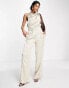 Фото #1 товара Pretty Lavish cowl neck asymmetric back jumpsuit in taupe