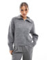 New Look high neck half zip jumper in grey