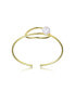 ფოტო #2 პროდუქტის Very Elegant Sterling Silver 14K Gold Plating Genuine Freshwater Pearl Cuff Bracelet