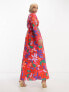 Фото #7 товара ASOS DESIGN pleated detail waist maxi dress in red abstract print