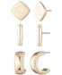 Фото #1 товара Gold-Tone 3-Pc. Set Logo, Bar & Hoop Earrings