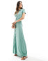 ASOS DESIGN collared linen look maxi tea dress with button front in green grün, 40 - фото #2