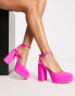 Фото #1 товара Stradivarius platform heeled sandal in pop pink