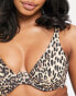 Фото #1 товара ASOS DESIGN fuller bust mix and match rib step front underwired bikini top in leopard print