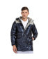 ფოტო #1 პროდუქტის Men's Blue & Beige Zip-Front Puffer Jacket With Fur Detail