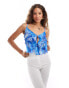 Фото #1 товара Noisy May layered lace tie front cami top in blue floral print