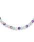 Bling Jewelry plain Simple Western Jewelry Mixed Amethyst Aquamarine and Rose Quartz Matte Round 10MM Bead Strand Necklace For Women Silver Plated Clasp 18 Inch