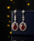 Silver-Tone Ruby Accent Drop Earrings