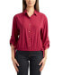 ფოტო #1 პროდუქტის Juniors' Airflow Button-Front Roll-Tab-Sleeve Top