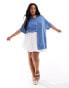 Фото #2 товара Yours chambray short sleeve shirt in blue