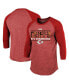 Фото #1 товара Men's Threads Red Kansas City Chiefs 2023 AFC Champions Tri-Blend Raglan 3/4-Sleeve T-shirt