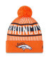 Фото #1 товара Men's Orange Denver Broncos Striped Cuffed Knit Hat with Pom