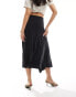 & Other Stories stretch jersey midi skirt with asymmetric drape detail in black Черный, L - EU 44 - фото #5