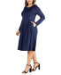 ფოტო #2 პროდუქტის Women's Plus Size Fit and Flare Midi Dress