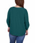 ფოტო #2 პროდუქტის Plus Size 3/4 Sleeve V Neck Top