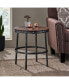 NHModern Industrial Side Table Mango Wood Top, Distinctive Studded Iron Frame