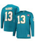 Фото #1 товара Men's Dan Marino Aqua Miami Dolphins Big and Tall Cut and Sew Player Name and Number Long Sleeve T-shirt