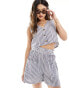 In The Style x Jenny Mogey elasticasted waist pocket detail boxer shorts co-ord in blue stripe BLAU, 38 - фото #1