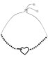 ფოტო #1 პროდუქტის Black Spinel Open Heart Bolo Bracelet (1-3/8 ct. t.w.) in Sterling Silver