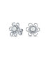 ფოტო #1 პროდუქტის White Freshwater Cultured Pearl Open Daisy Flower CZ Stud Earrings For Women For Teen .925 Sterling Silver