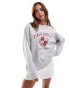 TALA loose hem long sleeve volley sweat in grey and red