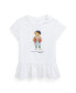 ფოტო #1 პროდუქტის Baby Girls Polo Bear Cotton Jersey Peplum T Shirt