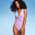 Фото #1 товара Women's Twist-Front Plunge One Piece Swimsuit - Shade & Shore Blue/Purple Ombre