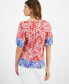 ფოტო #2 პროდუქტის Women's Cotton Floral-Print Puffed-Sleeve Top