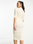 Фото #5 товара Vero Moda Petite ribbed t-shirt midi dress in cream