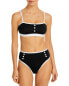 Aqua 281637 Button High Waist Bikini Bottom, Size Medium