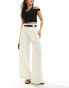 Фото #1 товара ASOS DESIGN super wide leg belted tailored trouser in cream