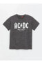 XSIDE Bisiklet Yaka AC/DC Baskılı Kısa Kollu Kadın Tişört Tişört