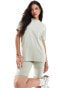 Фото #1 товара Threadbare shorts and oversized t-shirt co-ord in sage green