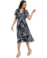 Women's Printed Chiffon Flutter-Sleeve Midi Dress