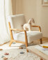 Wood and linen children’s armchair