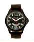 ფოტო #1 პროდუქტის Men's Watch, 48MM IP Black Case, Black Zoned Dial with White Markers and Crescent Cutout , Date Function, Black Strap with Red Accent Stitch Analog, Red Second Hand