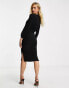 Фото #2 товара Flounce Maternity basic jersey midi dress with long sleeve in black