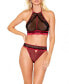Фото #1 товара Women's Phoenix Mesh & Floral Halter and Panty Trimmed in Sequins 2pc Lingerie Set