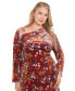 Фото #4 товара Plus Size Velvet Floral Fit & Flare Dress