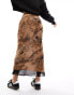 Фото #4 товара Miss Selfridge chiffon double layer bias maxi skirt in animal print