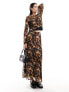 Vero Moda abstract mesh maxi skirt co-ord in brown