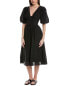 Farm Rio Puff Sleeve Midi Dress Women's Black Xxs