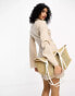 Фото #4 товара Vila linen touch wrap front mini dress in beige