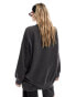 Monki long sleeve oversized sweater in acid washed black