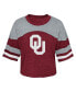 ფოტო #2 პროდუქტის Big Girls Crimson Distressed Oklahoma Sooners Sunday Friday Sleeve Stripe Jersey T-shirt